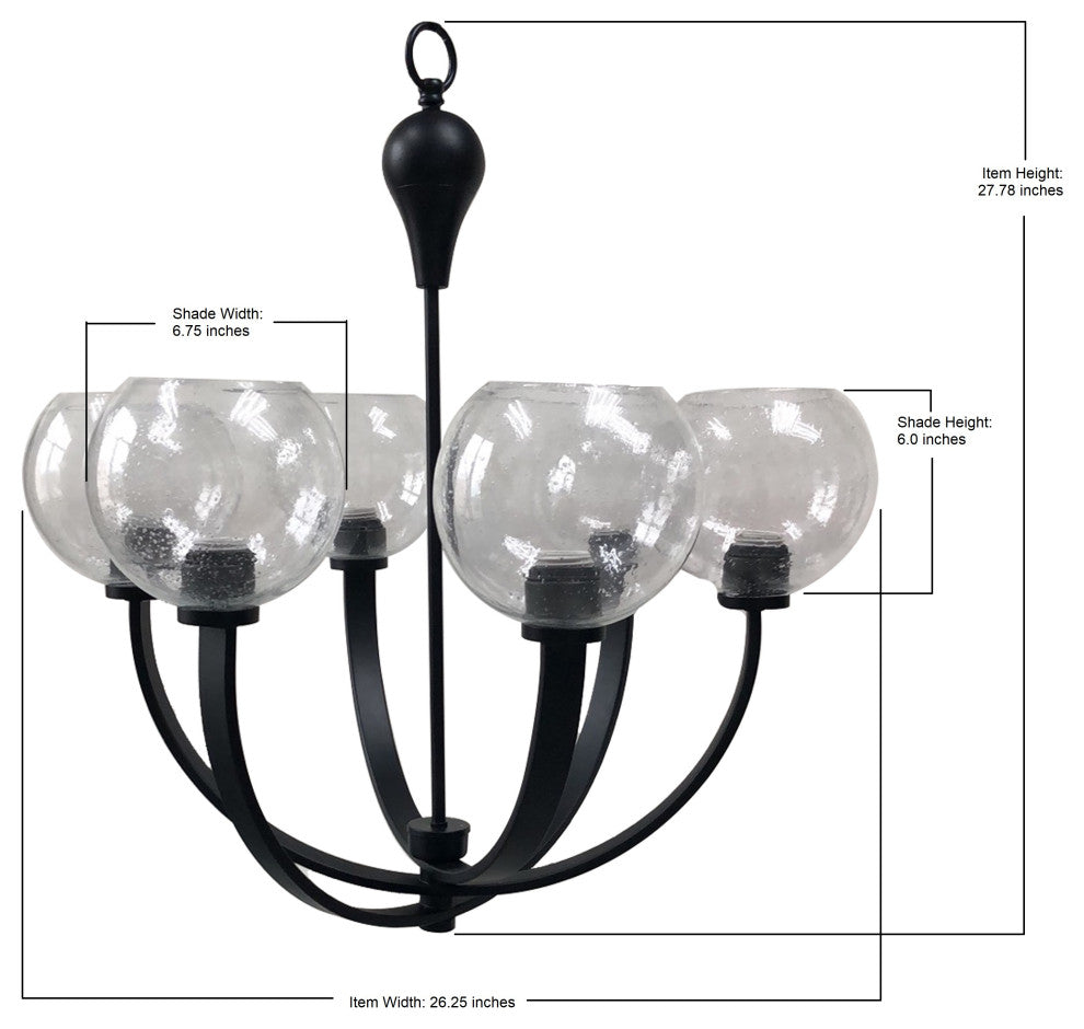 Orion 6-Light Transitional Chandelier, Matte Black