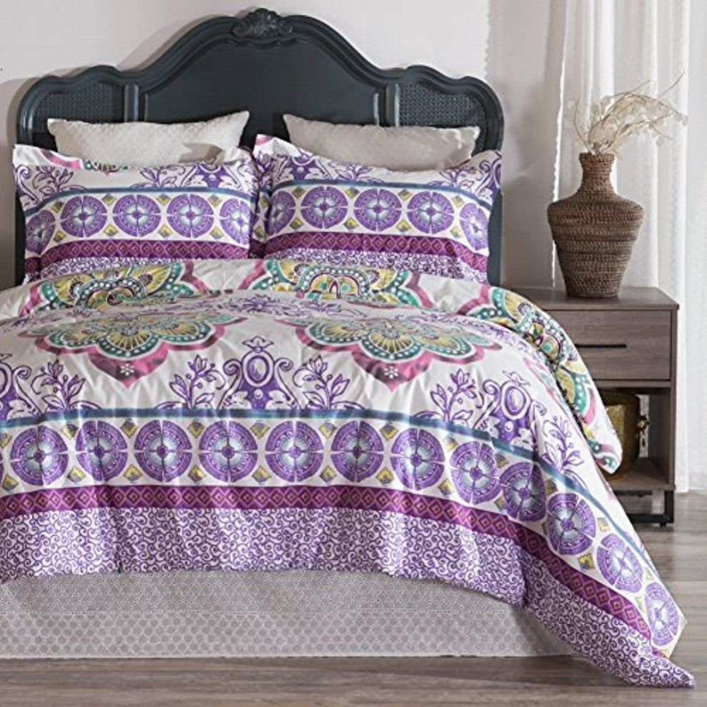 Parama 100% Cotton Reversible 3-Piece Comforter Set, King