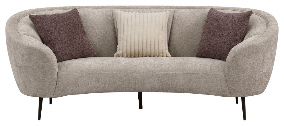 Ellorie Upholstered Channel Back Curved Sofa Beige