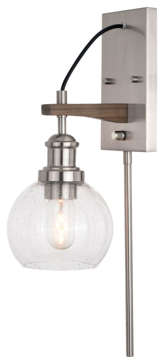 Avondale Wall Light Satin Nickel and Dark Sycamore