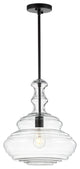 Bettina 13.37" Glass and Metal LED Pendant, Clear, Oil Rubbed Bronze