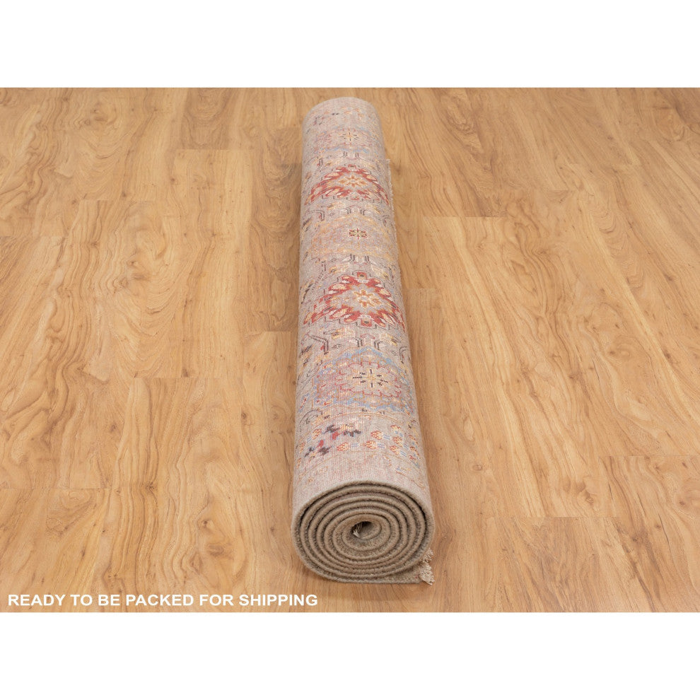 THE SUNSET ROSETTES Wool And Pure Silk Hand Knotted Oriental Rug, 6'1"x9'0"