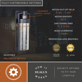 Logan Bronze LED Motion Sensor Dusk to Dawn Outdoor Wall Light, Carbon Bronze