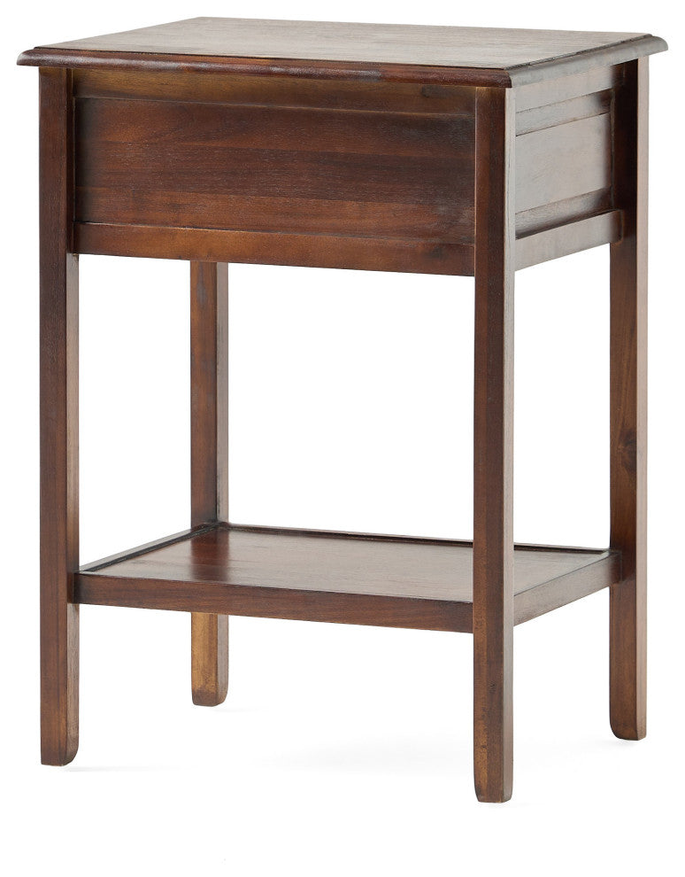 GDF Studio Noah Wood Top Drawer Accent Table, Brown Mahogany