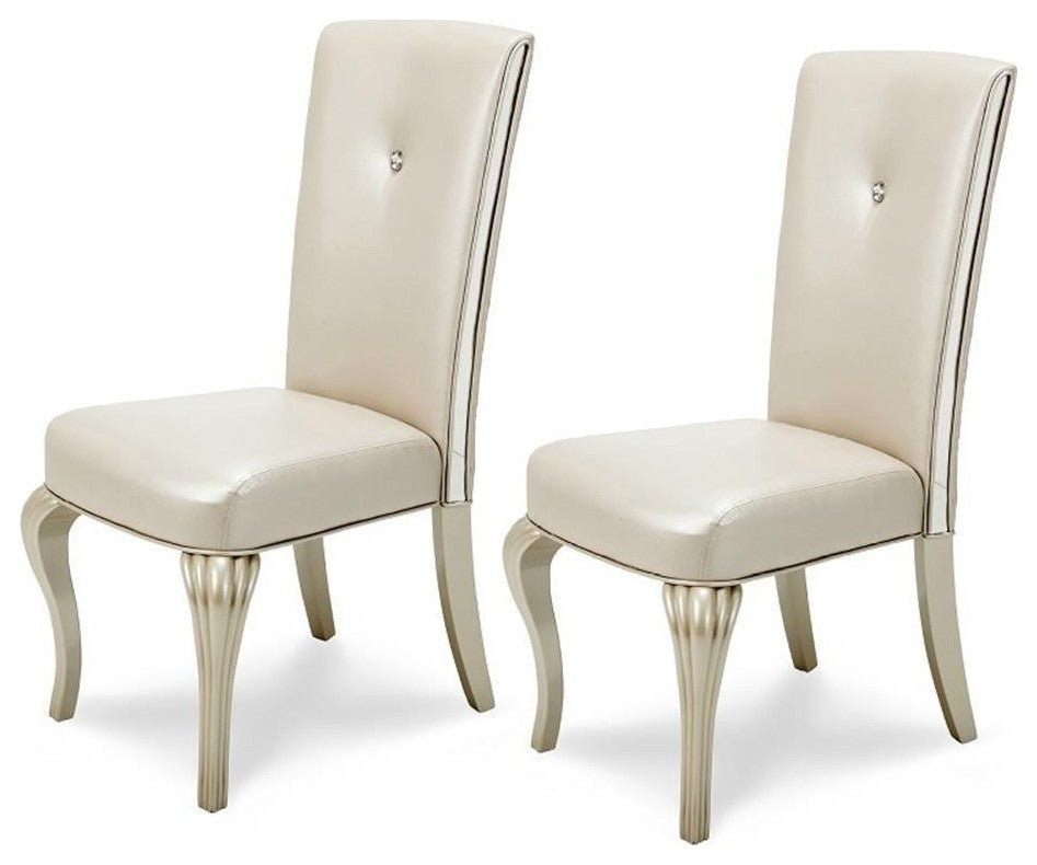 Michael Amini Hollywood Loft Dining Side Chair in Frost Ivory (Set of 2)
