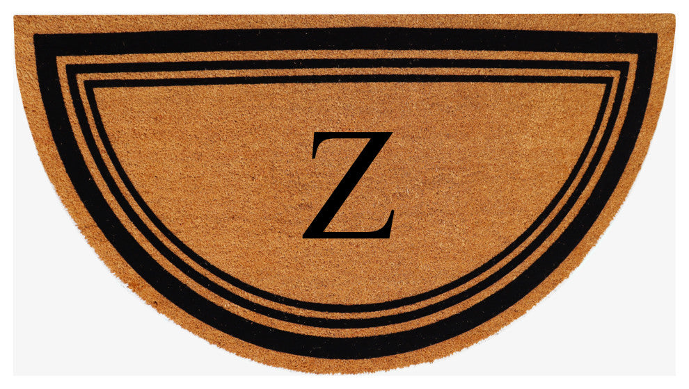 A1HC Natural Coir Flock Monogrammed Door Mat for Front Door, 30x60, Z