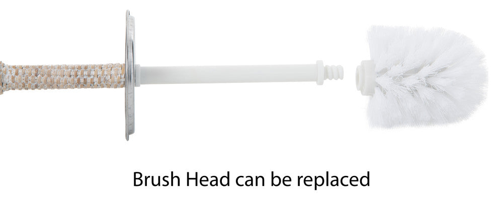 La Jolla Rattan Toilet Brush with Stand, Honey-Brown, White