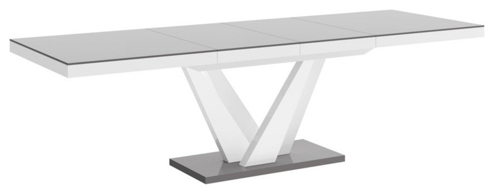 CHARA Dining Set, Grey/White/Grey