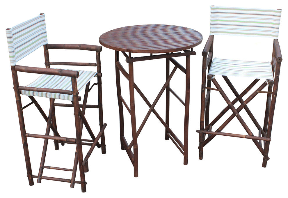 Director High Round 3-Piece Table Set, Pale Stripes