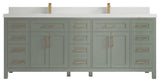 Cambridge 84" Double Sink Bath Vanity in Evergreen 2" White Quartz