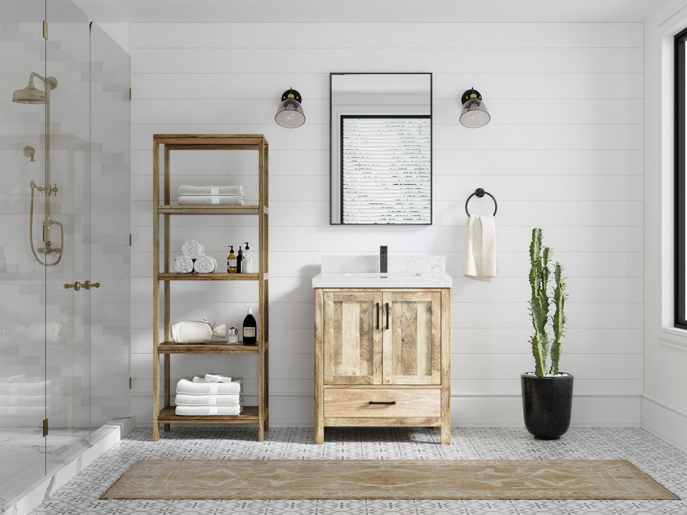 Malibu Mango 30 Single Sink Bath Vanity in White Washed 2" Empira Quartz