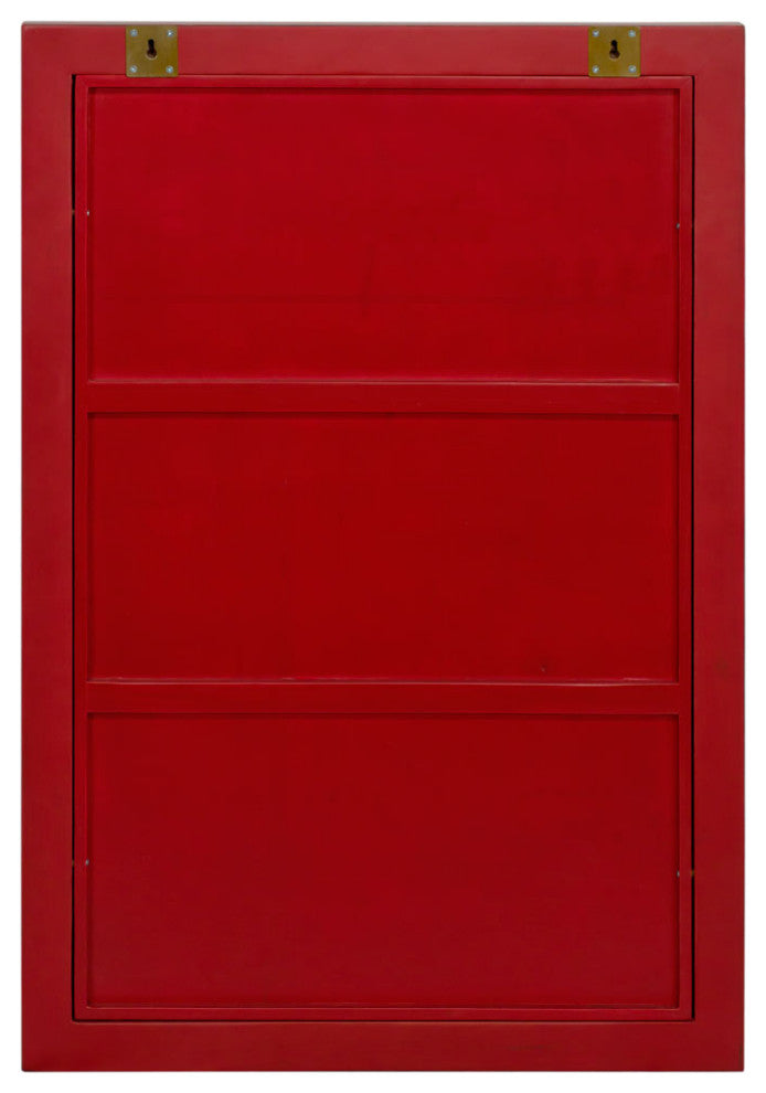 Elmwood Window Panel Style Mirror, Red