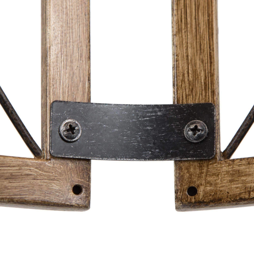 4-Lights Matte Black and Wood Tone Farmhouse Chandelier For Chateau