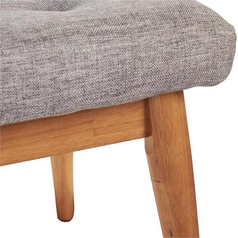 Bowery Hill 16.88" Wood/Fabric Tufted Entryway Bench in Acorn Brown/Gray