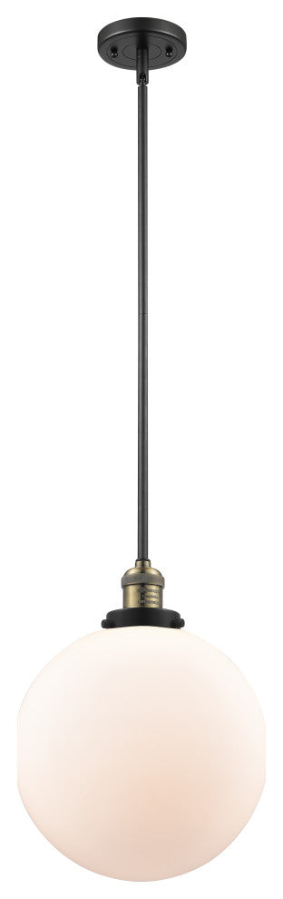 Beacon Mini Pendant, Black Antique Brass, Matte White