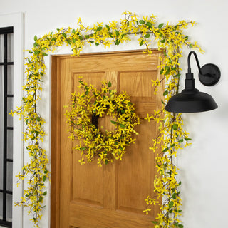 Forsythia and Berry Floral Spring Wreath 24" Yellow