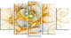 Golden Colored Curly Spiral, Contemporary Wall Art Canvas, 60"x32", 5 Panels
