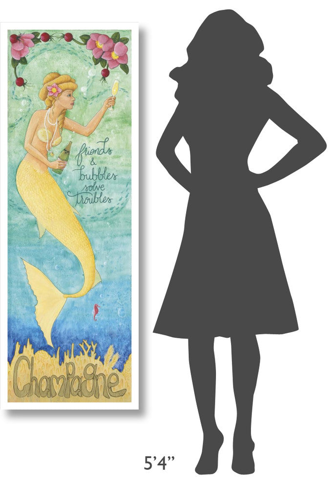 "Nouveau Mermaid Champagne" Digital Paper Print by Elyse DeNeige, 20"x56"