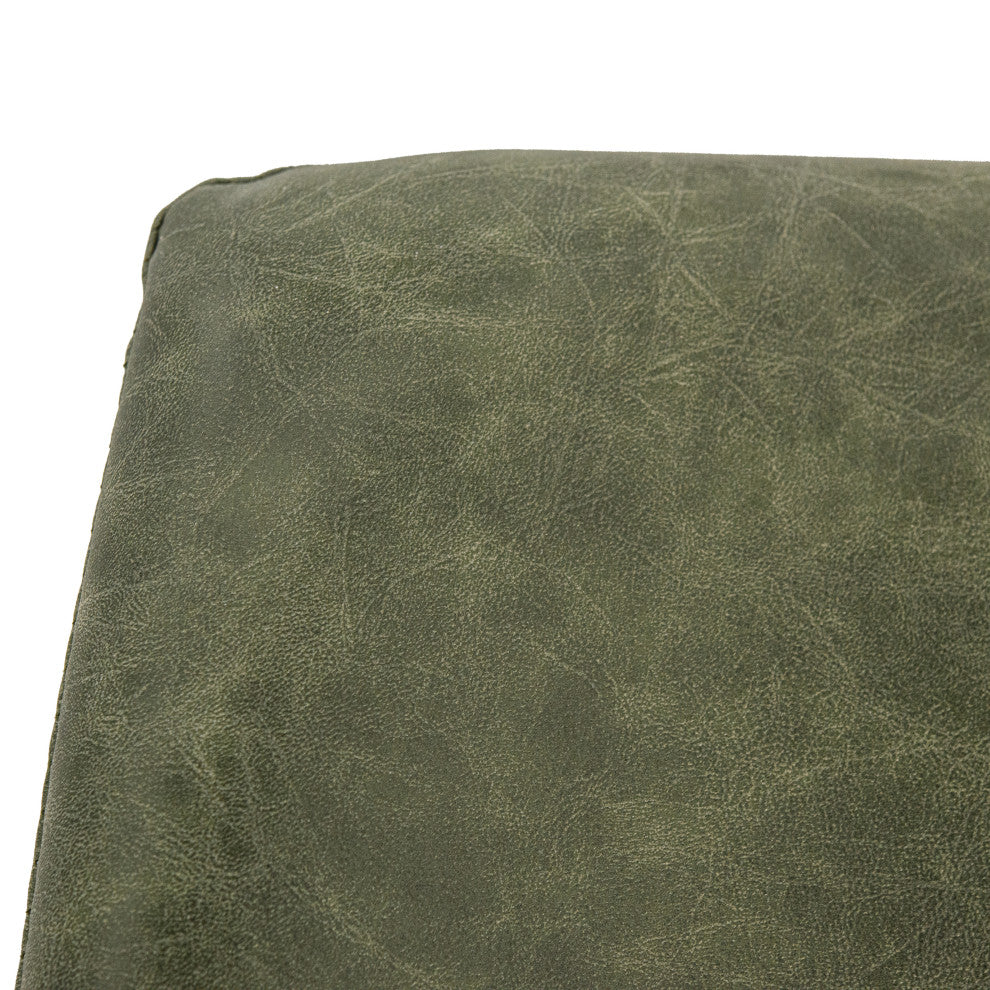 LeisureMod Markley Leather Dining Chair With Gold Legs Set of 4, Olive Green