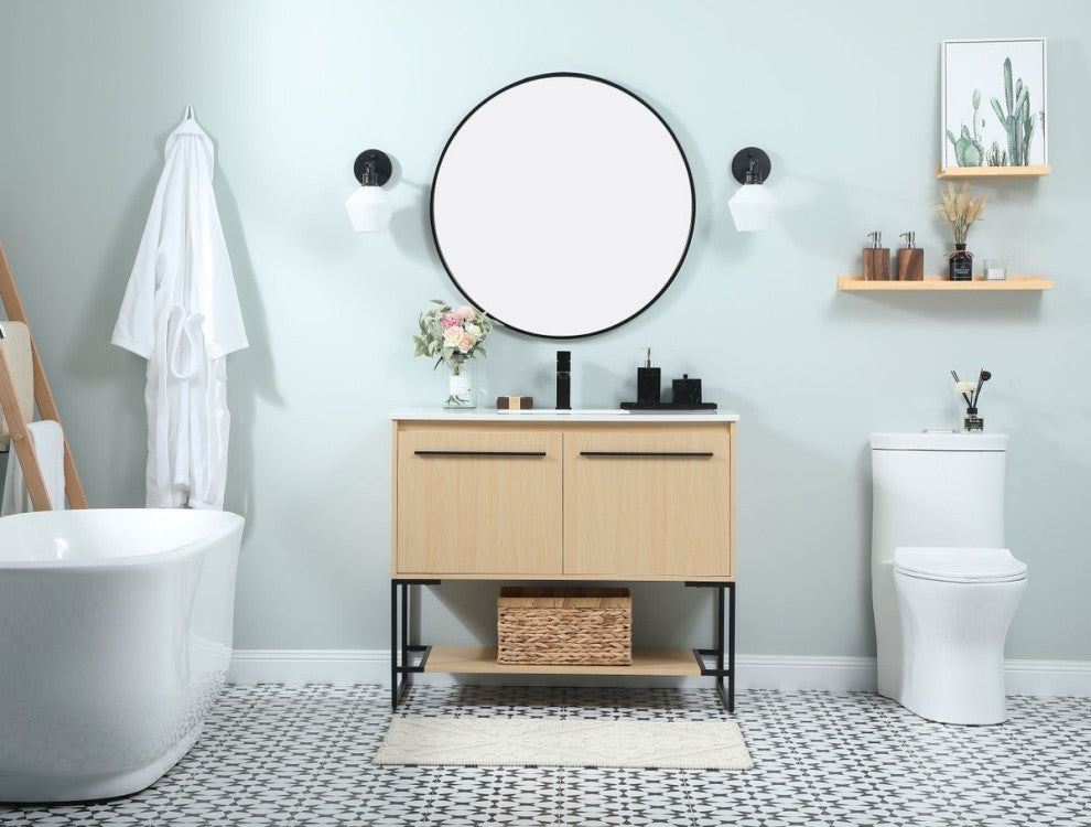 Sue 40" Single Bathroom Vanity, Maple