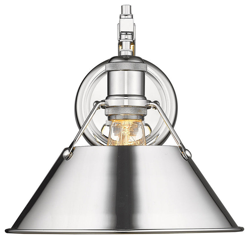 Golden Lighting 3306-1W CH Orwell 10" Tall Wall Sconce - Chrome with Chrome