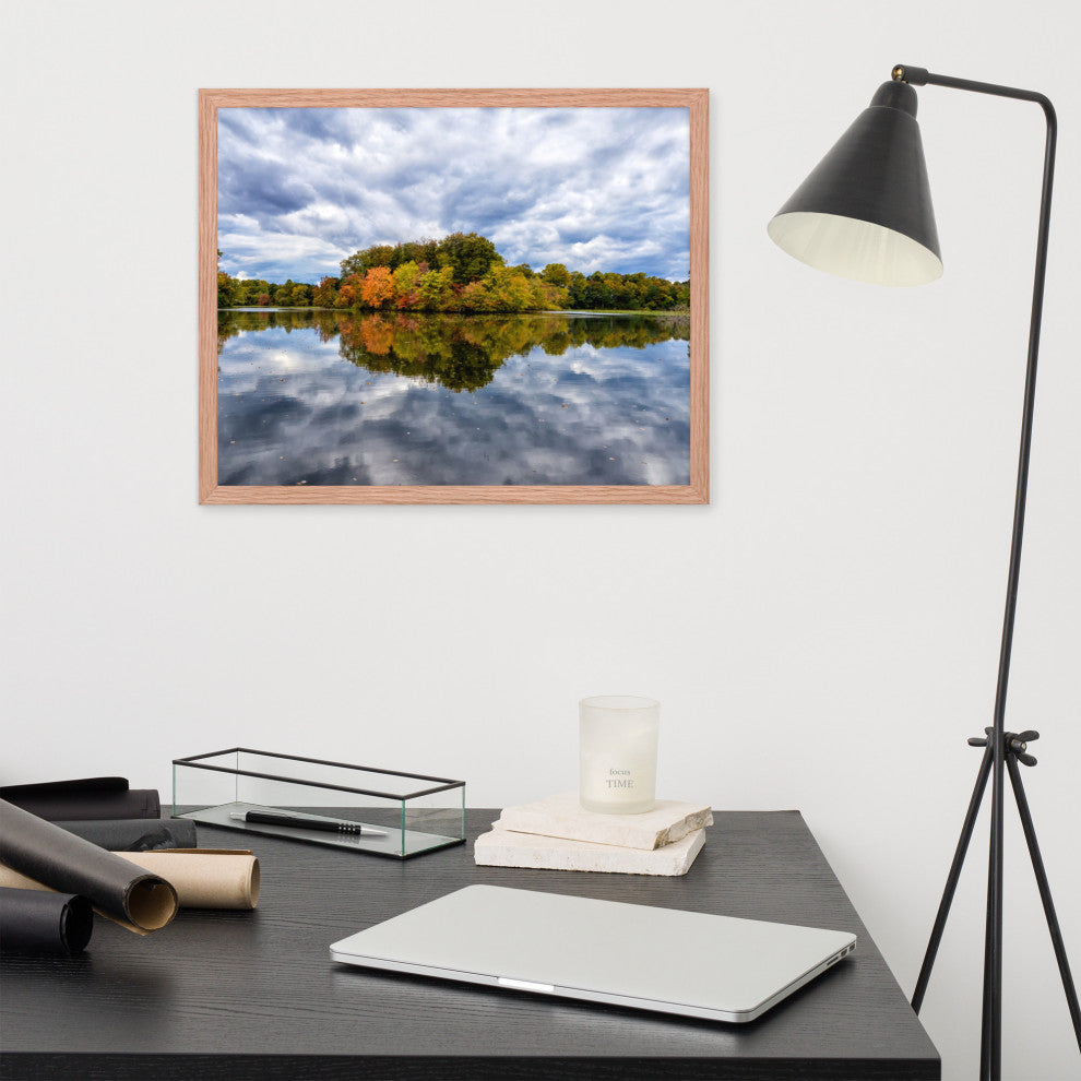 Autumn Reflections Rural Landscape Framed Photo Paper Wall Art Prints, Red Oak, 16" X 20"