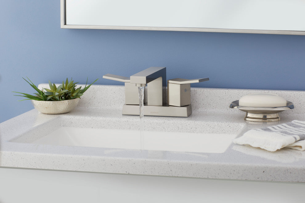 Avian Two Handle Centerset Lavatory Faucet, Brushed Nickel