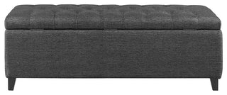 Madison Park Shandra Upholstered Soft Close Storage Bench, Charcoal Gray
