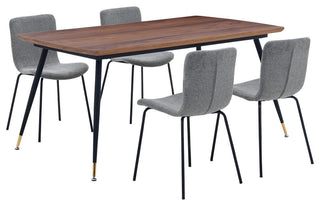 Messina and Gillian Light Gray Fabric 5-Piece Rectangular Dining Set