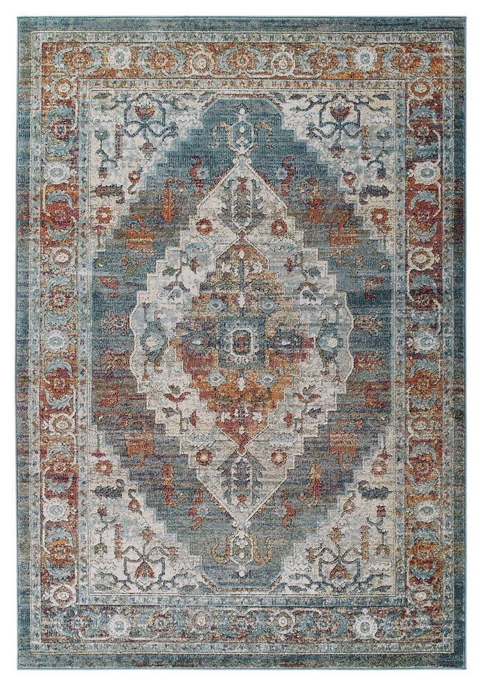 Tribute Camellia Distressed Vintage Floral Persian Medallion 5x8 Area Rug