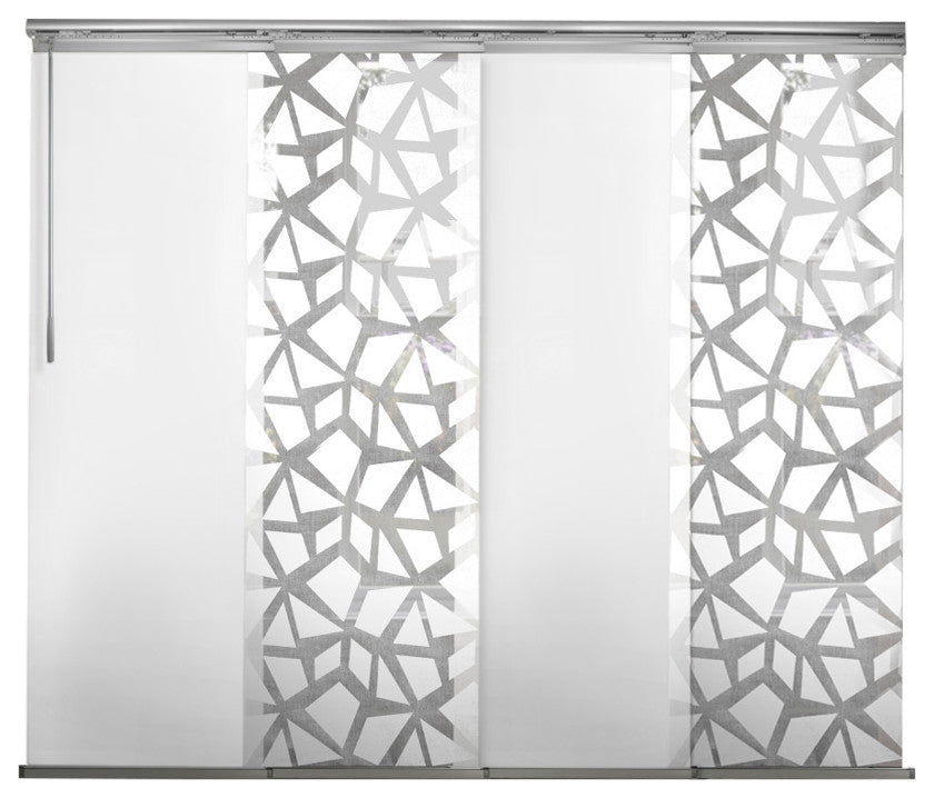 Scattered-Navajo White 4-Panel Track Extendable Vertical Blinds 94"Hx48-88"W