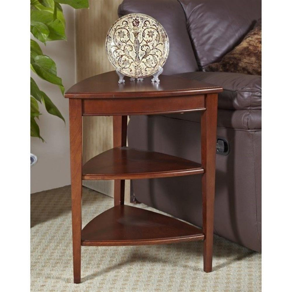Leick Furniture Shield Tier Wood Corner Table in Bronze