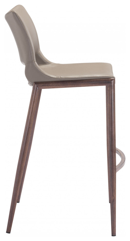 Set of Two Gray Faux Leather and Espresso Mod Ergo Bar Chairs