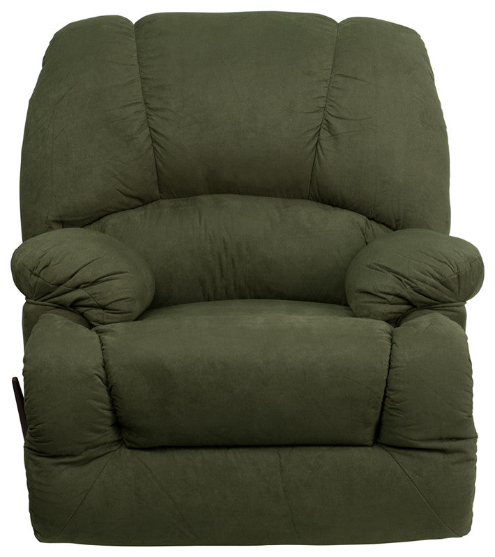 Contemporary Glacier Olive Microfiber Chaise Rocker Recliner