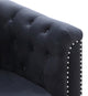 Pompano Velvet Button Tufted Sofa with Chaise, Black