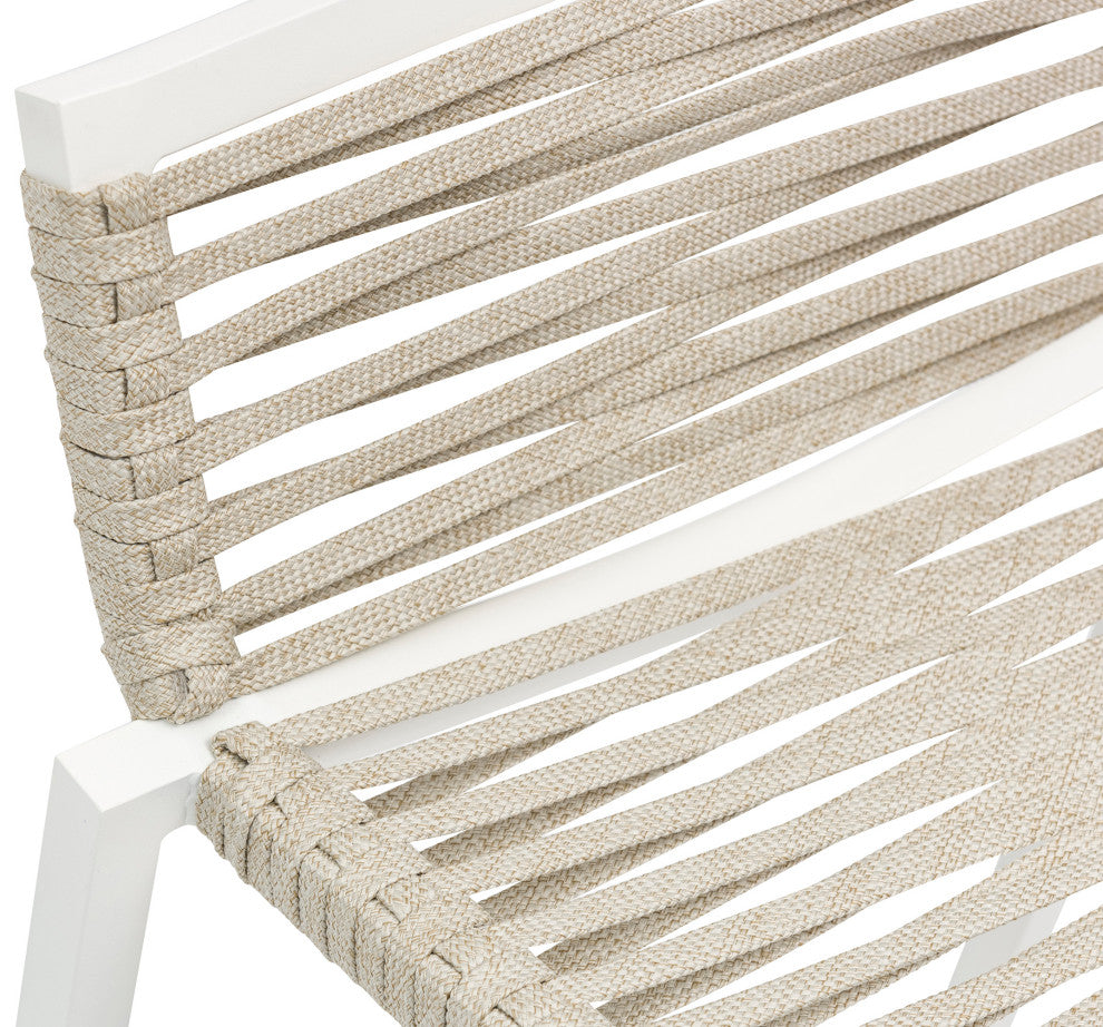 Maldives Rope Fabric Outdoor Patio Barstool (Set of 2), Cream