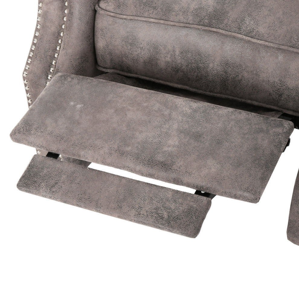 GDF Studio Walder Contemporary Tufted Fabric Recliner with Nailhead Trim, Warm Stone