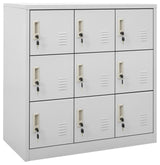 vidaXL Locker Cabinet Office Storage Cabinet File Cabinet Light Gray Steel, Light Gray, 2 Pcs 1 Piece, With 9 Lockers