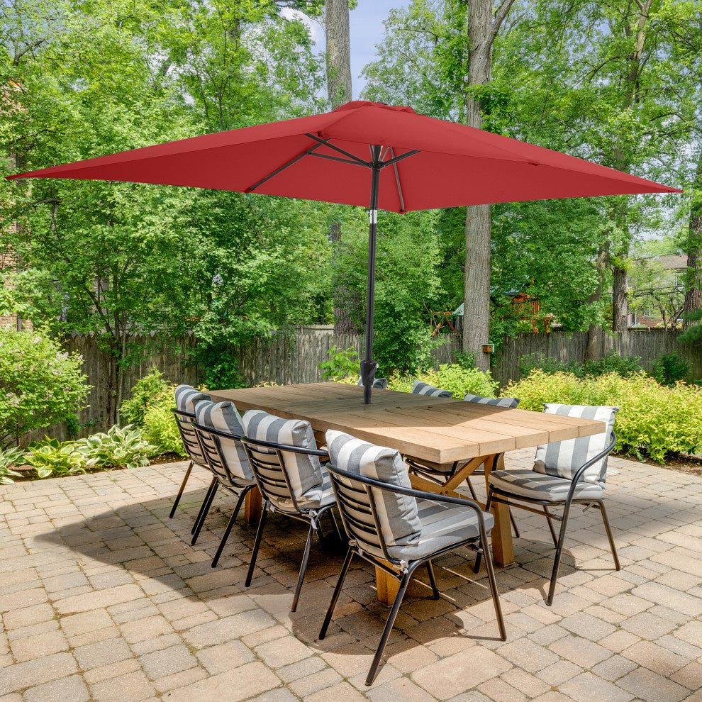 Pure Garden 10' Rectangular Patio Umbrella, Red