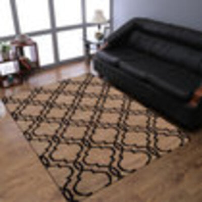 Hand Knotted Wool Area Rug Contemporary Beige Brown