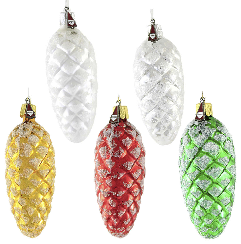 Santa Land Shimmering Woodland Splendor 5 Pc  Set Ornaments Pinecones 21E1060