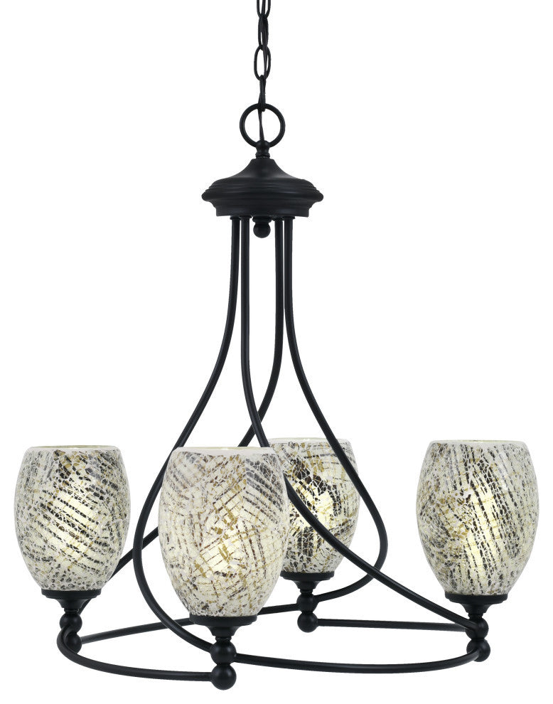 Capri 4-Light Chandelier, Matte Black/Natural Fusion