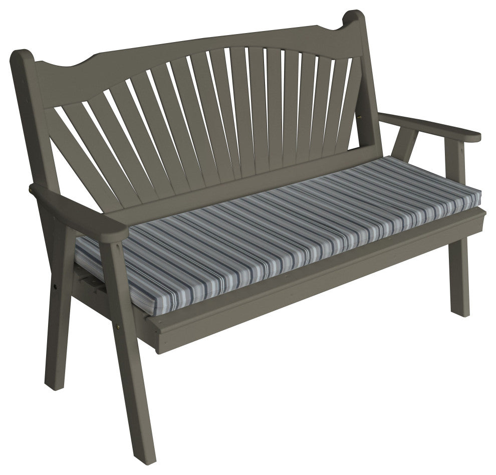 Pine Fanback Garden Bench, Olive Gray, 5 Foot