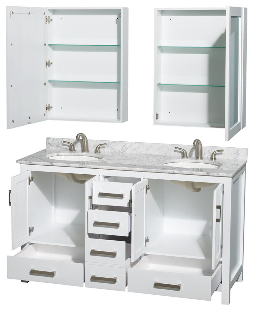 Wyndham WCS141460DWHCMUNOMED 60 Inch Double Bathroom Vanity in White