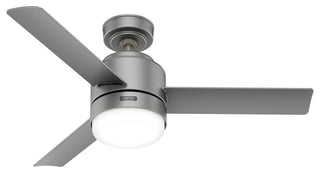44" Gilmour Matte Silver Damp Rated Ceiling Fan, LED Light Kit, Handheld Remote