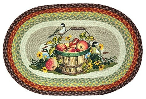 Earth Rugs OP-426 Apple Chickadee Oval Patch 20" x 30"