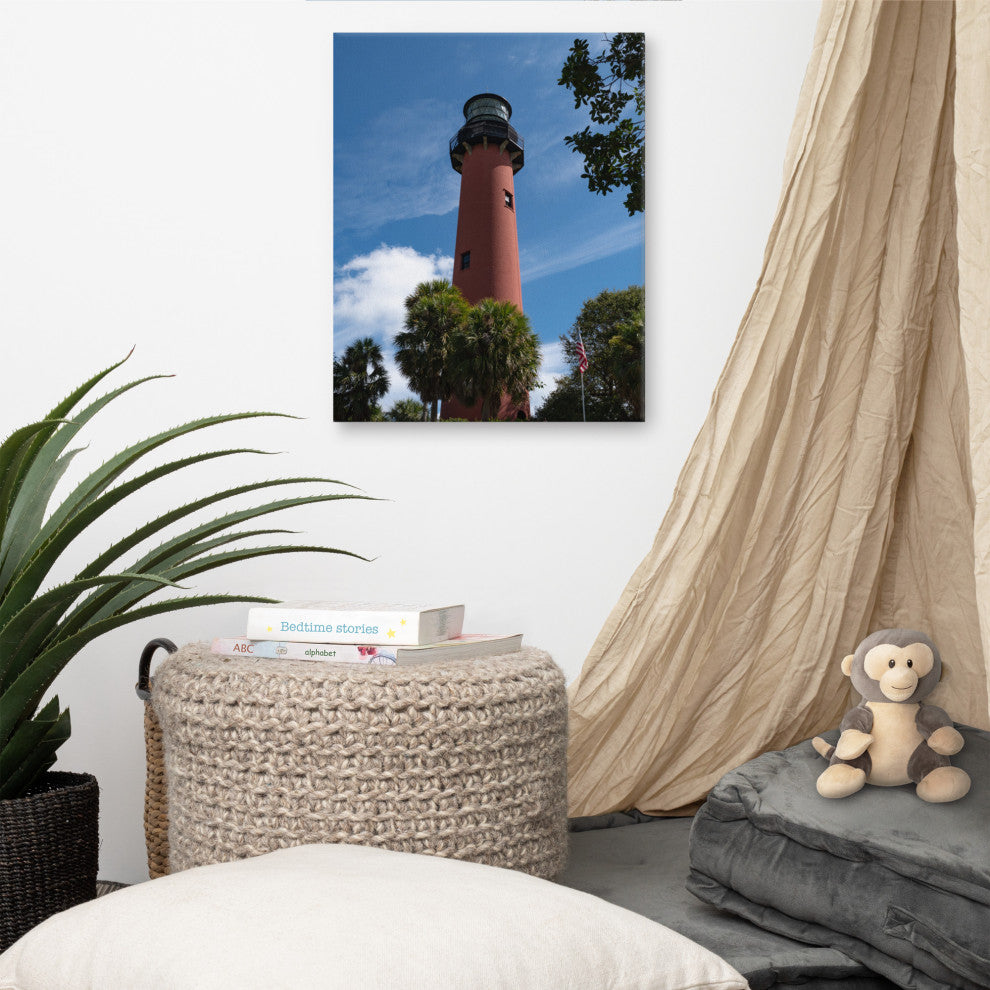 Jupiter Lighthouse 2 Color Coastal Landscape Canvas Wall Art Print, 16" X 20"