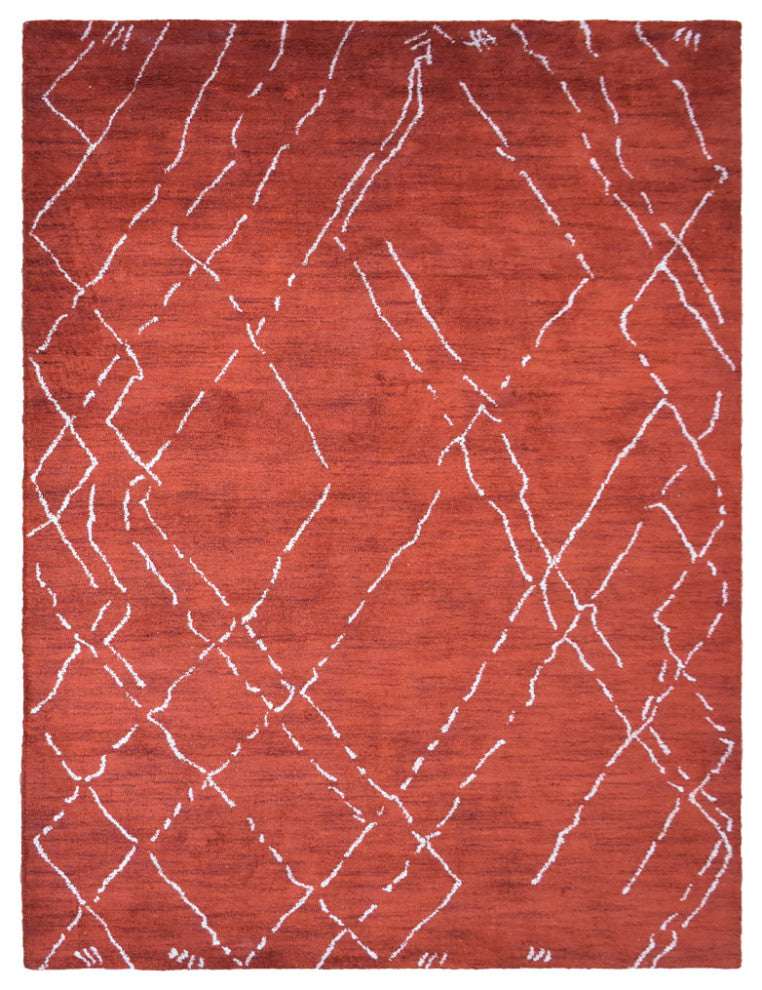 HAND KNOTTED LOOM SILK ECO-FRIENDLY RUG-5'x8',Rectangle,Red White,Contempor