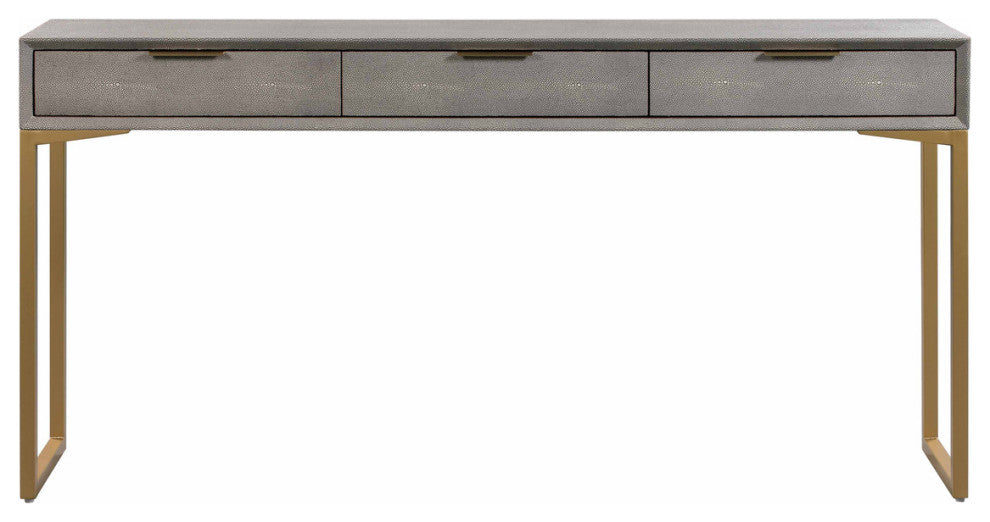 59" Grey Console Table, Brass Gold Entryway Table with Drawers