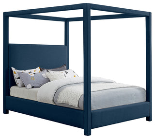 Emerson Upholstered Bed, Navy, King, Linen Textured Fabric